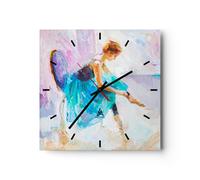 Horloge murale en verre 30x30cm Silencieuse danseur de ballet danse Wall Clock