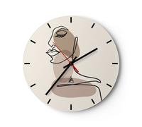 Horloge murale en verre 30x30cm Silencieuse Dessin Single-Line Femme Wall Clock