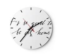 Horloge murale en verre 30x30cm Silencieuse Devise Chance Maison Wall Clock