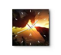 Horloge murale en verre 30x30cm Silencieuse dragon roche créature Wall Clock