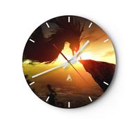 Horloge murale en verre 30x30cm Silencieuse dragon roche créature Wall Clock