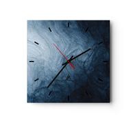 Horloge murale en verre 30x30cm Silencieuse Eau Bleu Peinture Wall Clock