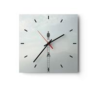 Horloge murale en verre 30x30cm Silencieuse Échelle Ciel Symbole Wall Clock