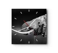 Horloge murale en verre 30x30cm Silencieuse éléphant défense nature Wall Clock