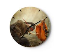 Horloge murale en verre 30x30cm Silencieuse éléphant moine défense Wall Clock