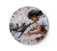 Horloge murale en verre 30x30cm Silencieuse enfant oiseau karma Wall Clock