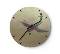 Horloge murale en verre 30x30cm Silencieuse Enfant Symbole Oiseau Wall Clock