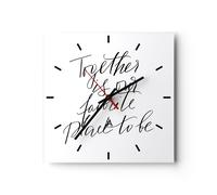 Horloge murale en verre 30x30cm Silencieuse Ensemble Notre Lieu Wall Clock