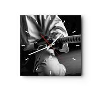 Horloge murale en verre 30x30cm Silencieuse épée de samouraï Wall Clock