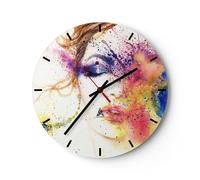 Horloge murale en verre 30x30cm Silencieuse femme abstraction Wall Clock