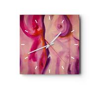 Horloge murale en verre 30x30cm Silencieuse femme acte corps Wall Clock