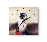 Horloge murale en verre 30x30cm Silencieuse femme acte nu Wall Clock Decoration