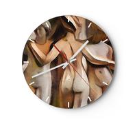 Horloge murale en verre 30x30cm Silencieuse femme acte sculpture Wall Clock