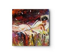 Horloge murale en verre 30x30cm Silencieuse femme modèle Wall Clock Decoration