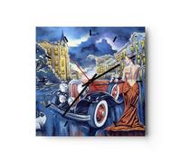 Horloge murale en verre 30x30cm Silencieuse femme rétro style Wall Clock
