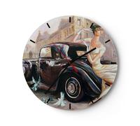 Horloge murale en verre 30x30cm Silencieuse femme rétro style Wall Clock