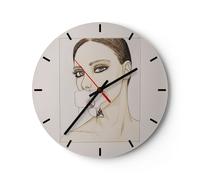 Horloge murale en verre 30x30cm Silencieuse Femme Silence Fleur Wall Clock