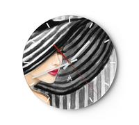 Horloge murale en verre 30x30cm Silencieuse femme style mode Wall Clock