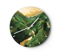 Horloge murale en verre 30x30cm Silencieuse Flap Riz Vietnam Wall Clock