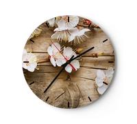 Horloge murale en verre 30x30cm Silencieuse fleur tige Wall Clock Decoration