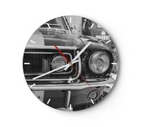 Horloge murale en verre 30x30cm Silencieuse Ford Mustang Mach Wall Clock