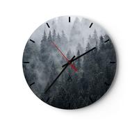 Horloge murale en verre 30x30cm Silencieuse forêt arbre nature Wall Clock