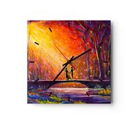 Horloge murale en verre 30x30cm Silencieuse forêt arbre nature Wall Clock