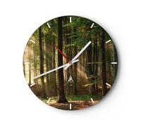 Horloge murale en verre 30x30cm Silencieuse forêt arbre nature Wall Clock