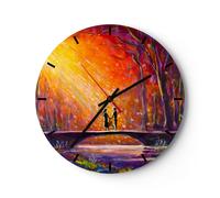 Horloge murale en verre 30x30cm Silencieuse forêt arbre nature Wall Clock