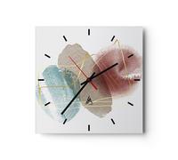 Horloge murale en verre 30x30cm Silencieuse Forme figure abstraction Wall Clock