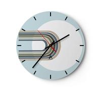 Horloge murale en verre 30x30cm Silencieuse Formes roue lignes Wall Clock