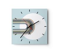 Horloge murale en verre 30x30cm Silencieuse Formes roue lignes Wall Clock