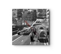 Horloge murale en verre 30x30cm Silencieuse Formule 1 Rétro Wall Clock
