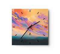 Horloge murale en verre 30x30cm Silencieuse gens pré nature Wall Clock