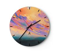 Horloge murale en verre 30x30cm Silencieuse gens pré nature Wall Clock