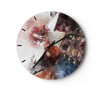 Horloge murale en verre 30x30cm Silencieuse guitare musique Wall Clock