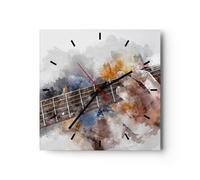 Horloge murale en verre 30x30cm Silencieuse guitare musique Wall Clock