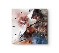 Horloge murale en verre 30x30cm Silencieuse guitare musique Wall Clock
