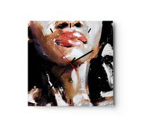 Horloge murale en verre 30x30cm Silencieuse Huile Bouche Femme Wall Clock