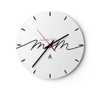 Horloge murale en verre 30x30cm Silencieuse Je t'aime maman Wall Clock
