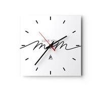 Horloge murale en verre 30x30cm Silencieuse Je t'aime maman Wall Clock