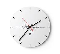 Horloge murale en verre 30x30cm Silencieuse Je t'aime manuscrit Wall Clock