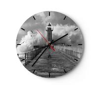Horloge murale en verre 30x30cm Silencieuse Lanterne Mer Portugal Wall Clock