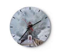 Horloge murale en verre 30x30cm Silencieuse Lanterne Mer Tempête Wall Clock