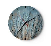 Horloge murale en verre 30x30cm Silencieuse Lavande Lame Fleur Wall Clock