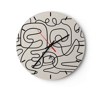 Horloge murale en verre 30x30cm Silencieuse Ligne Chiffres Formes Wall Clock