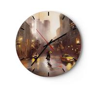 Horloge murale en verre 30x30cm Silencieuse Manhattan Couple Rue Wall Clock
