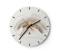 Horloge murale en verre 30x30cm Silencieuse marron abstraction or Wall Clock