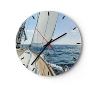 Horloge murale en verre 30x30cm Silencieuse mer croisière voile Wall Clock