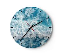 Horloge murale en verre 30x30cm Silencieuse mer vague océan Wall Clock